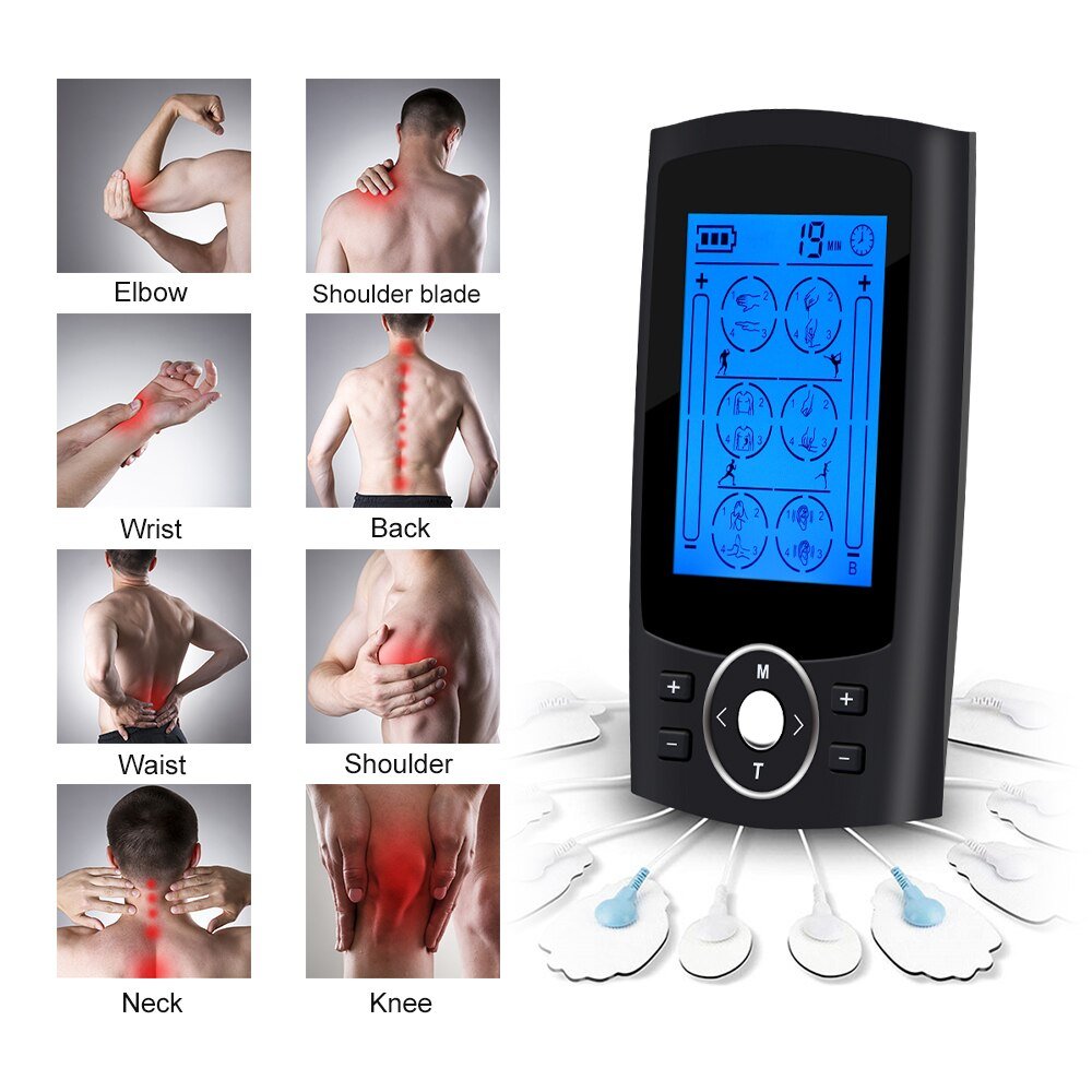 24-Mode TENS Unit Rechargeable Digital Therapy Machine Full Body Massage Device TENS EMS Muscle Stimulator Massager Health Care