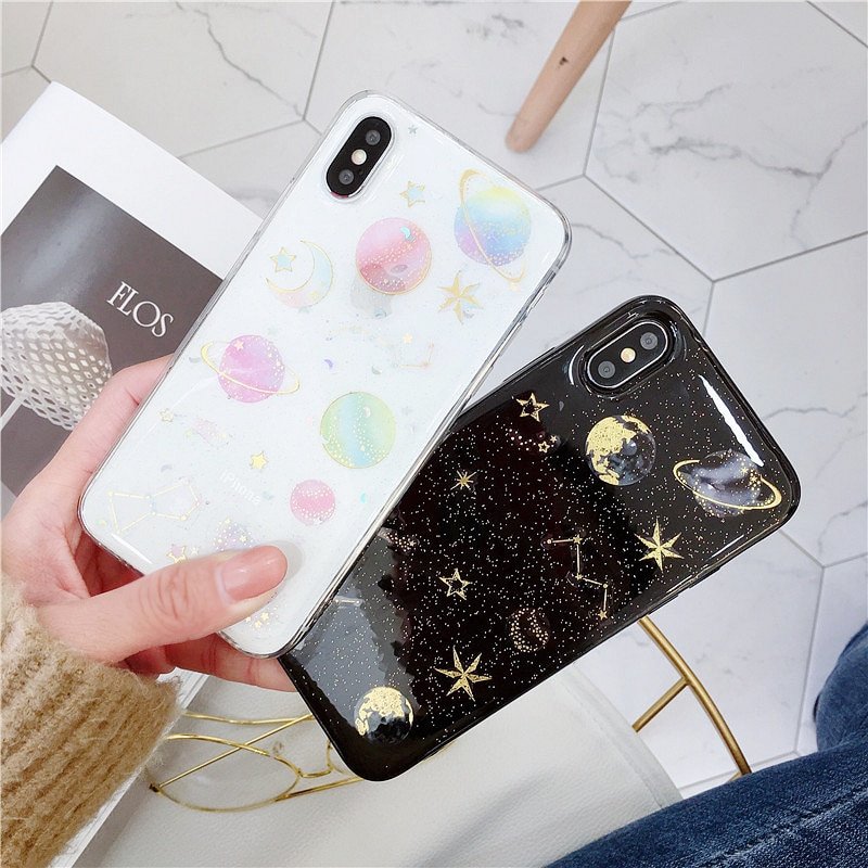 Planet Patterned Soft Phone Case for iPhone