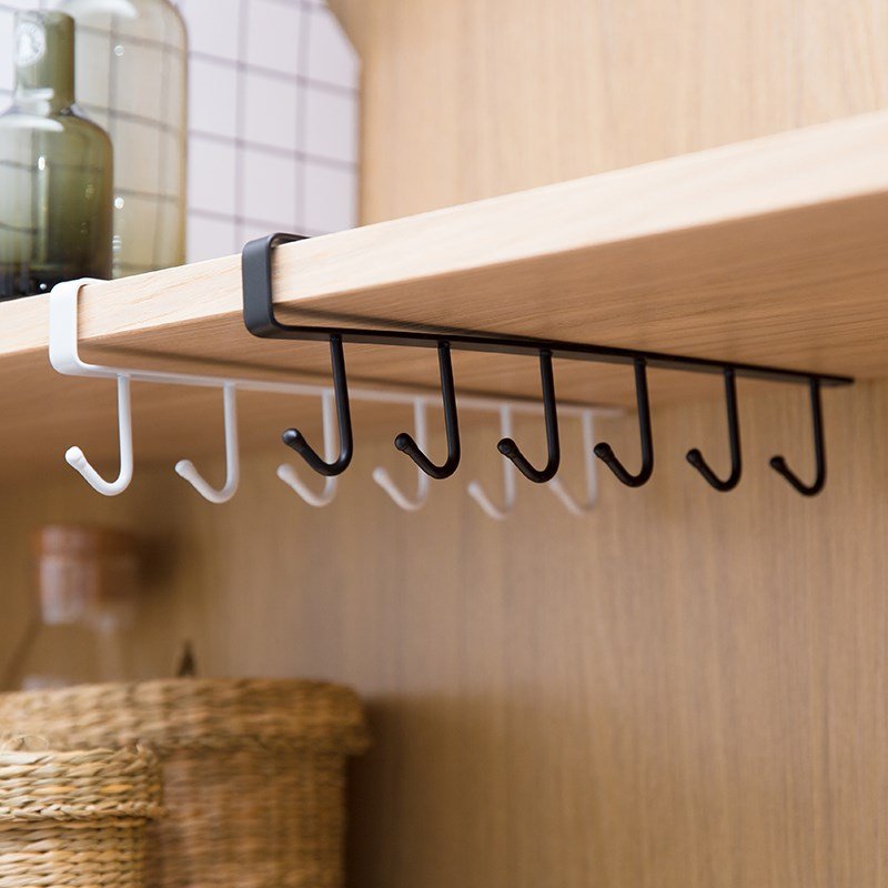 Home Seamless Kitchen Storage Rack Nail-Free Hanging Wrought Iron Wardrobe Hook Kitchen Organizer