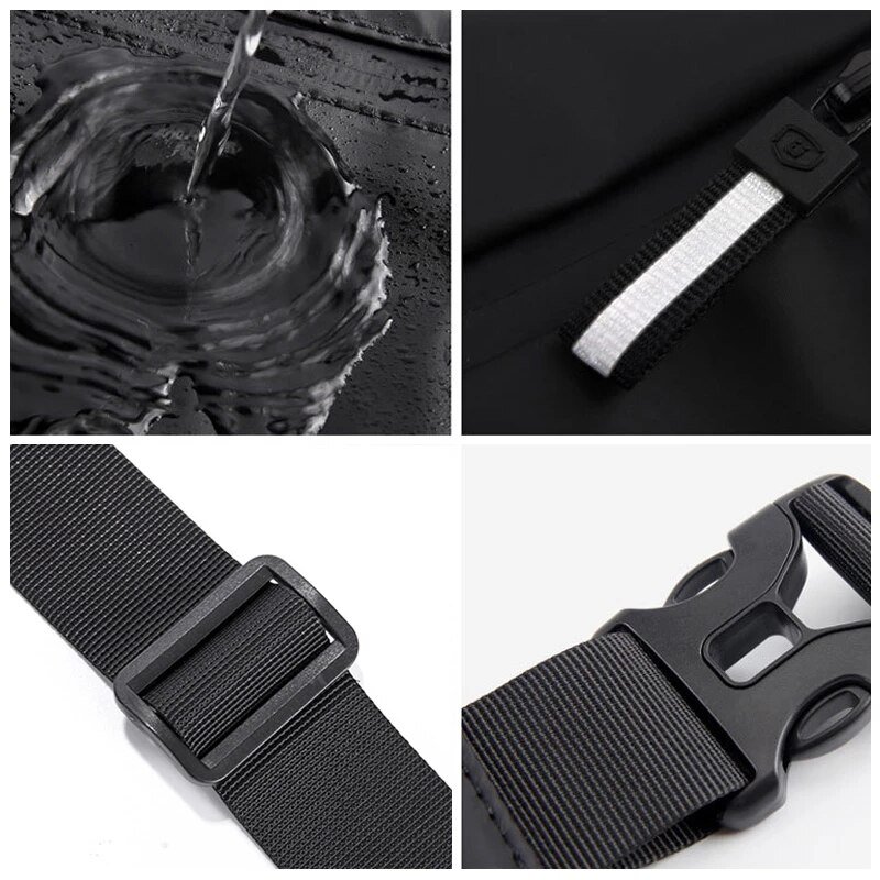 Reflective Zipper Fashion PU Leather Men Waist Bag Multifunction Three Pockets Crossbody Hidden Safe Chest Bags For Women G200