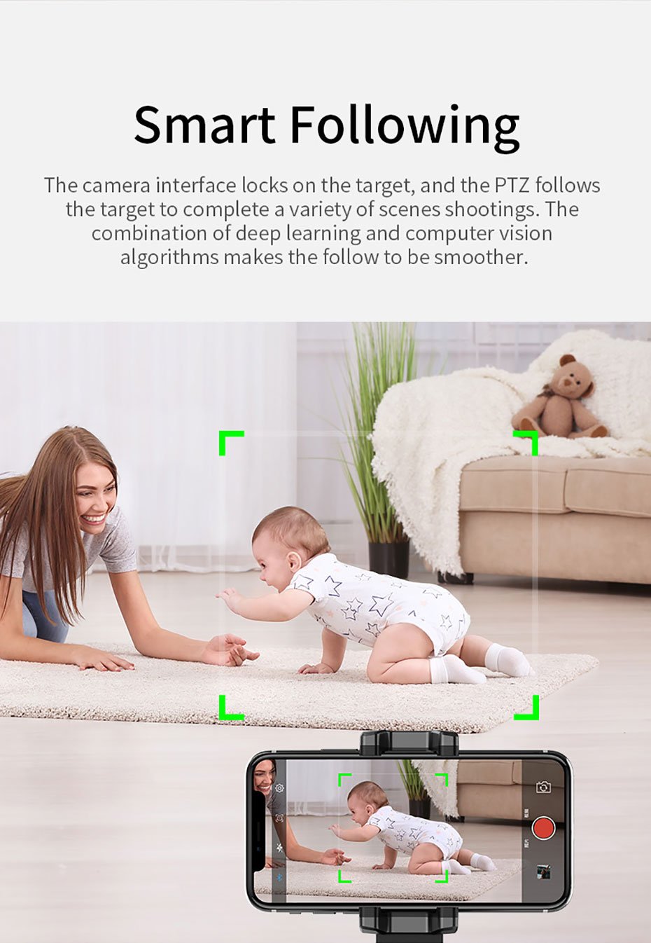Apai Genie Auto Smart Shooting Selfie Stick 360° Object Tracking Holder All-in-one Rotation Face Tracking Camera Phone Holder