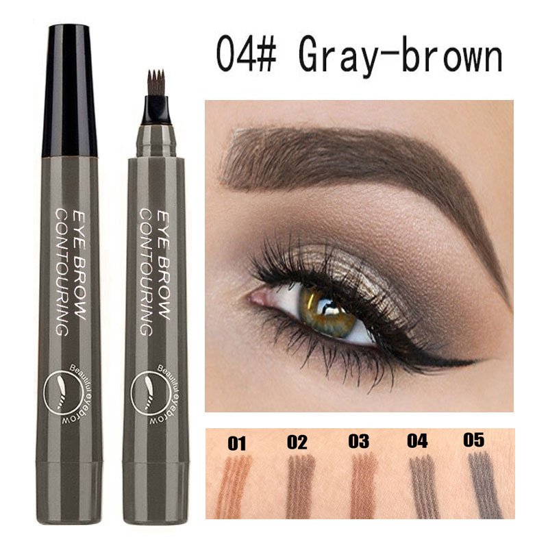 5 Colors Eyebrow Tattoo Pen Waterproof 4 Points Eyebrow Pen Long Lasting Liquid Brow Pencil Natural Microblade Eyebrow Pencil