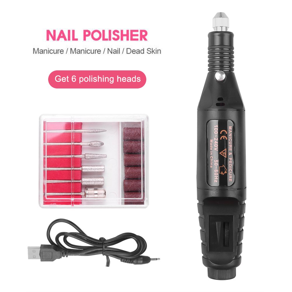 Electric Nail Drills Kit Remove Polish Manicure Pedicure 6pcs Nail File Sanding Bands Machine Nail Art Pen Device Equipment