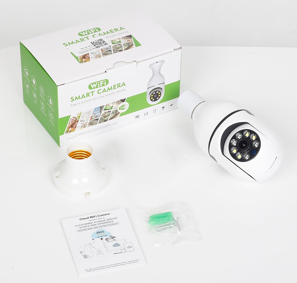 5G Wifi E27 Bulb Surveillance Camera Night Vision Full Color Automatic Human Tracking 4X Digital Zoom Video Security Monitor Cam