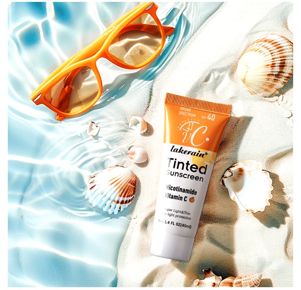 Vitamin C Tinted Sunscreen With SPF 40 Hydrating Mineral Sunscreen With Zinc Oxide & Titanium UV Protectio Dioxide Healthy Glow