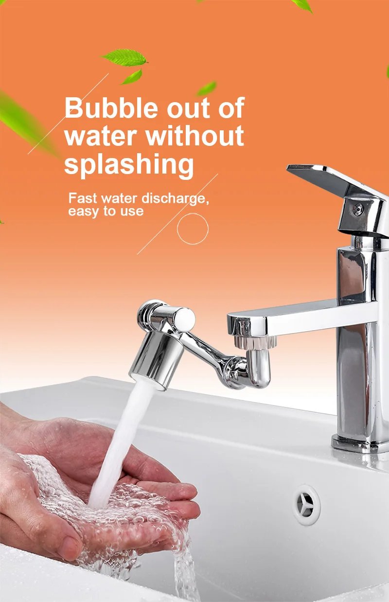 1080° Rotatable Extension Faucet Sprayer Head Water Tap Nozzle Universal Bathroom Tap Extend Adapter Aerator 2 Spray Modes