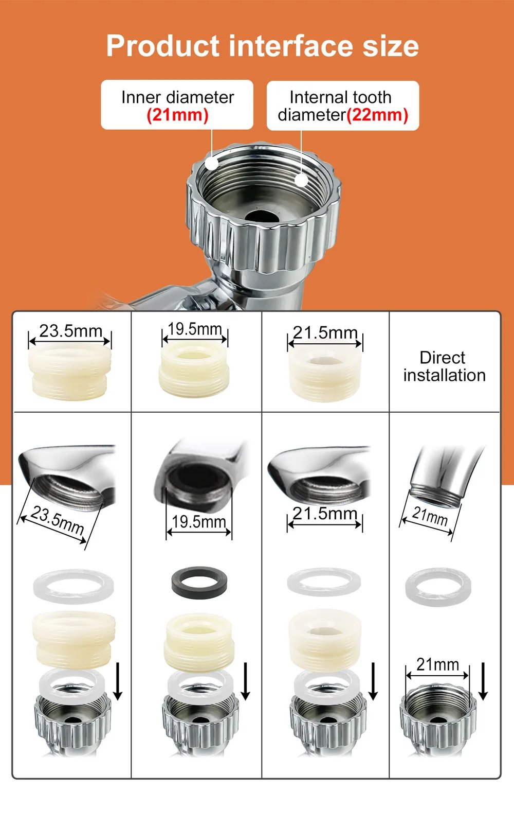 1080° Rotatable Extension Faucet Sprayer Head Water Tap Nozzle Universal Bathroom Tap Extend Adapter Aerator 2 Spray Modes