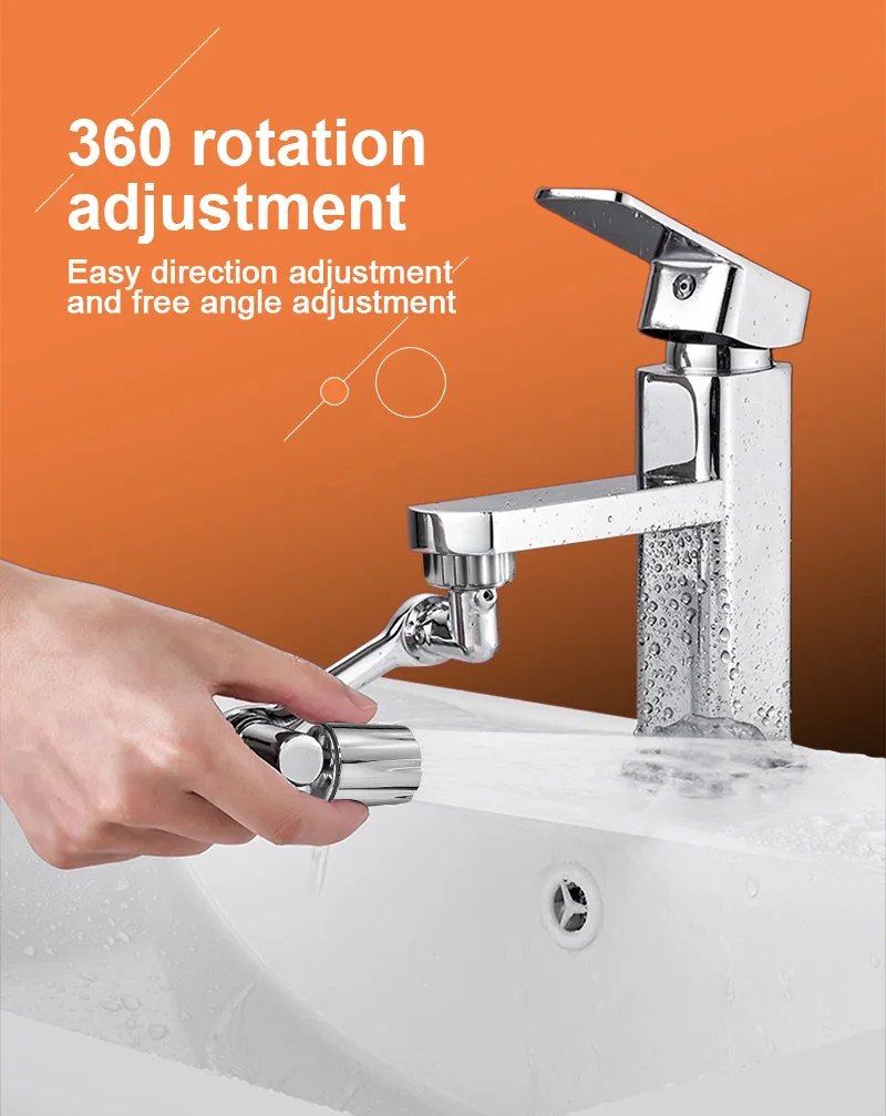 1080° Rotatable Extension Faucet Sprayer Head Water Tap Nozzle Universal Bathroom Tap Extend Adapter Aerator 2 Spray Modes